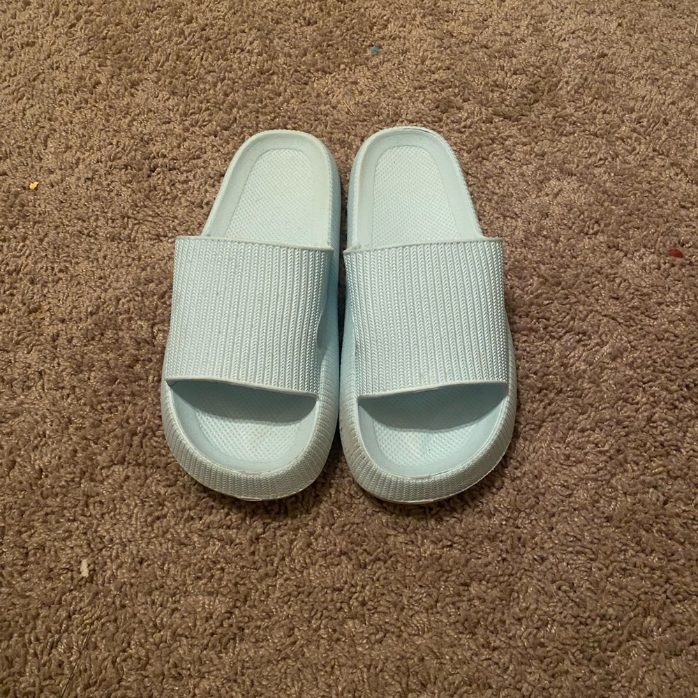 Blue Slide Sandals with Textured Sole